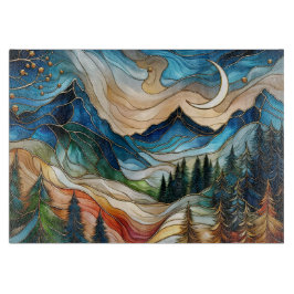Stained Glass Style Mountain Cutting Board カッティングボード