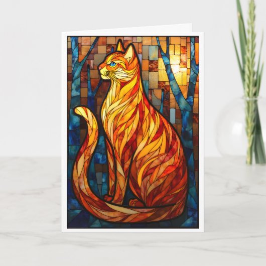 Stained Glass Style Orange Cat  カード (正面)
