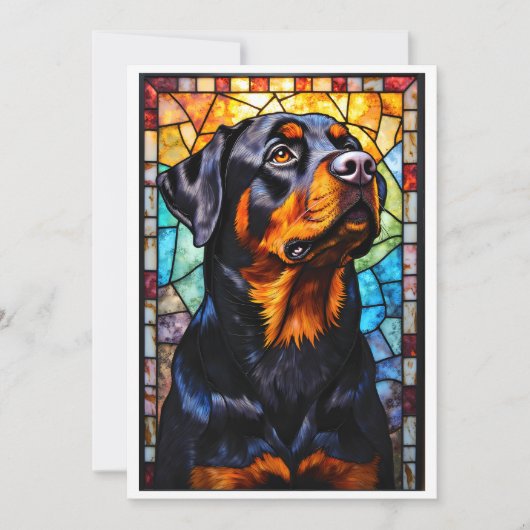 Stained Glass Style Rottweiler Dog カード (正面)