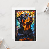 Stained Glass Style Rottweiler Dog カード (正面/裏面インサイチュ)