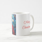 Stained Glass Style Santa Claus Merry Christmas コーヒーマグカップ (正面右)