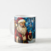 Stained Glass Style Santa Claus with Candle  コーヒーマグカップ (正面左)