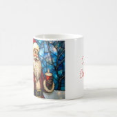Stained Glass Style Santa Claus with Candle  コーヒーマグカップ (中央)