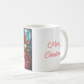 Stained Glass Style Santa Claus with Gift コーヒーマグカップ (正面右)