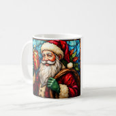 Stained Glass Style Santa Claus with Gift コーヒーマグカップ (正面左)