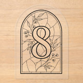 Stained Glass Style Table Number Eight アクリル招待状 (正面)