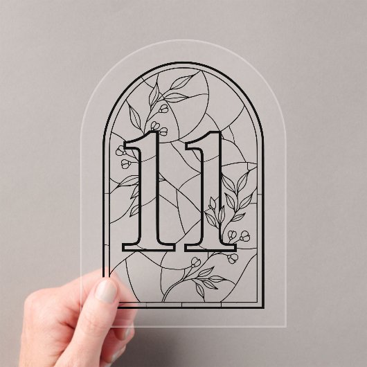Stained Glass Style Table Number Eleven アクリル招待状 (インサイチュ (ポータブル))