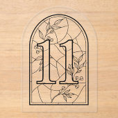Stained Glass Style Table Number Eleven アクリル招待状 (正面)