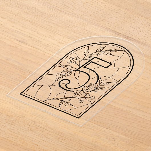 Stained Glass Style Table Number Five アクリル招待状 (レイダウン)