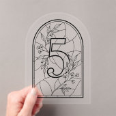 Stained Glass Style Table Number Five アクリル招待状 (インサイチュ (ポータブル))