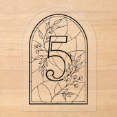 Stained Glass Style Table Number Five アクリル招待状 (正面)