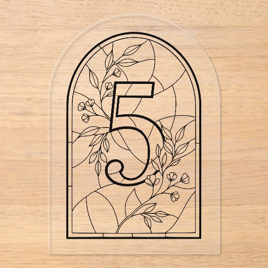 Stained Glass Style Table Number Five アクリル招待状 (正面)