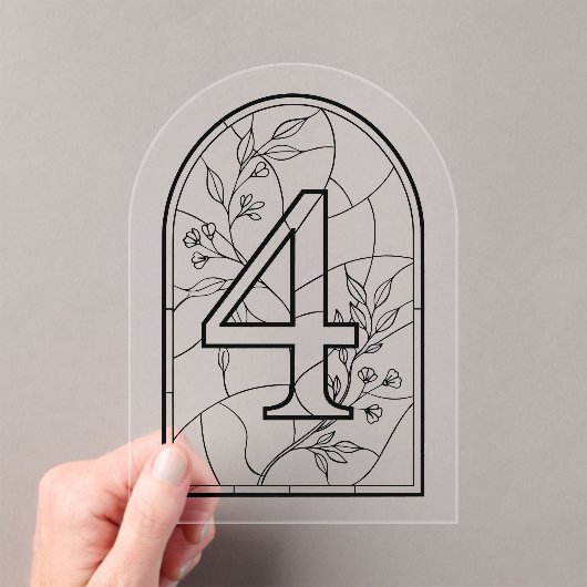Stained Glass Style Table Number Four アクリル招待状 (インサイチュ (ポータブル))