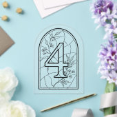 Stained Glass Style Table Number Four アクリル招待状 (インサイチュ (ウェディング))