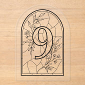 Stained Glass Style Table Number Nine アクリル招待状 (正面)