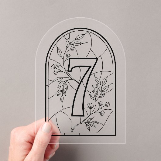 Stained Glass Style Table Number Seven アクリル招待状 (インサイチュ (ポータブル))