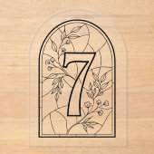 Stained Glass Style Table Number Seven アクリル招待状 (正面)