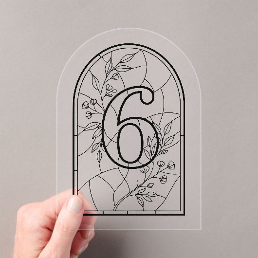 Stained Glass Style Table Number Six アクリル招待状 (インサイチュ (ポータブル))
