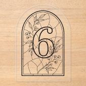 Stained Glass Style Table Number Six アクリル招待状 (正面)