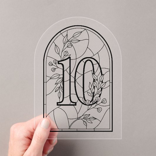 Stained Glass Style Table Number Ten アクリル招待状 (インサイチュ (ポータブル))