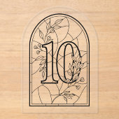 Stained Glass Style Table Number Ten アクリル招待状 (正面)