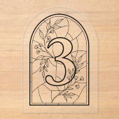 Stained Glass Style Table Number Three アクリル招待状 (正面)