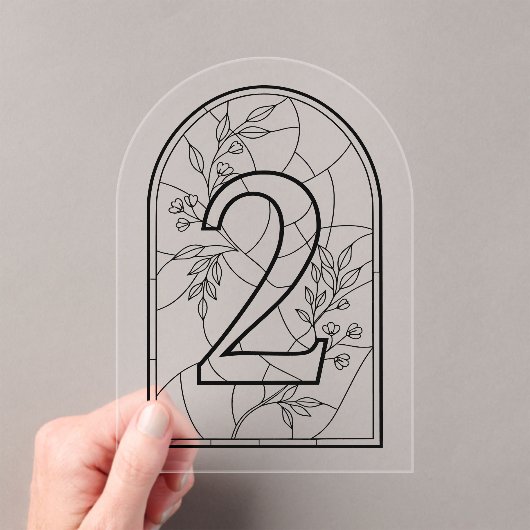 Stained Glass Style Table Number Two アクリル招待状 (インサイチュ (ポータブル))