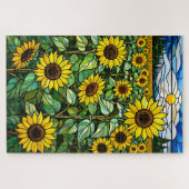Stained Glass Sunflower Jigsaw Puzzle ジグソーパズル (横)