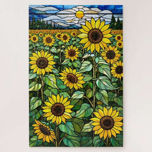 Stained Glass Sunflower Jigsaw Puzzle ジグソーパズル (縦)