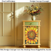 Stained Glass Sunflower Tile Panel EK8 Decoupage 薄葉紙