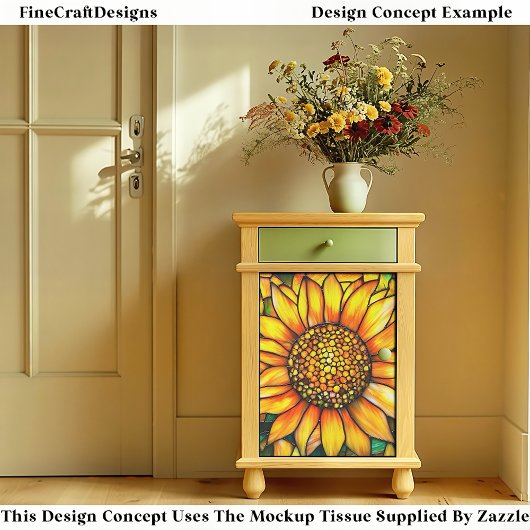 Stained Glass Sunflower Tile Panel EK8 Decoupage 薄葉紙
