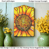 Stained Glass Sunflower Tile Panel EK8 Decoupage 薄葉紙