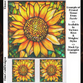 Stained Glass Sunflower Tile Panel EK8 Decoupage 薄葉紙