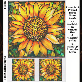 Stained Glass Sunflower Tile Panel EK8 Decoupage 薄葉紙