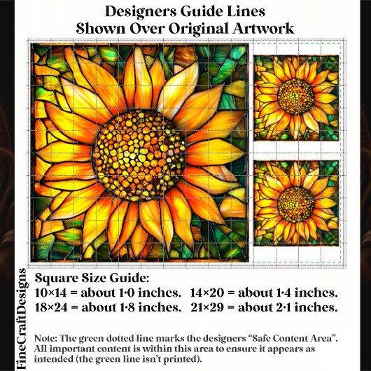 Stained Glass Sunflower Tile Panel EK8 Decoupage 薄葉紙