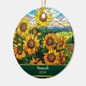 Stained Glass Sunflowers Personalized セラミックオーナメント (左)