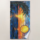 Stained Glass Sunset Beach Towel ビーチタオル (正面)