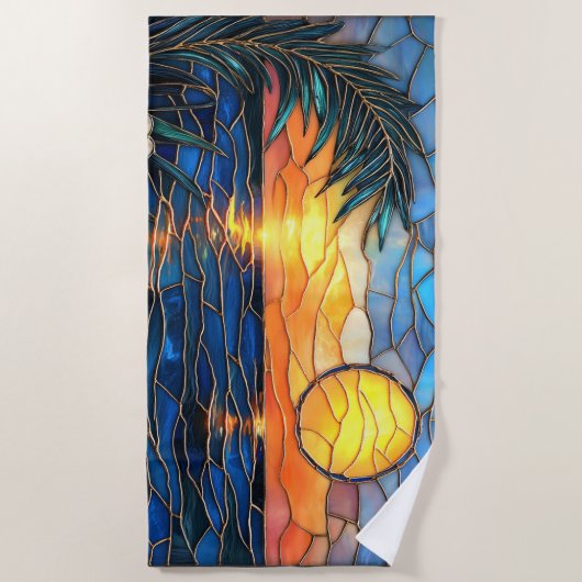 Stained Glass Sunset Beach Towel ビーチタオル (正面)