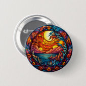 Stained Glass Sunset Button – Colorful Artistic  缶バッジ (正面&裏面)