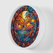 Stained Glass Sunset Landscape Wall Clock  壁時計 (傾斜)