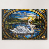 Stained Glass Swan Jigsaw Puzzle ジグソーパズル (横)