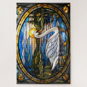 Stained Glass Swan Jigsaw Puzzle ジグソーパズル (縦)