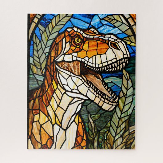 Stained Glass T-Rex Dinosaur Jigsaw Puzzle ジグソーパズル (縦)