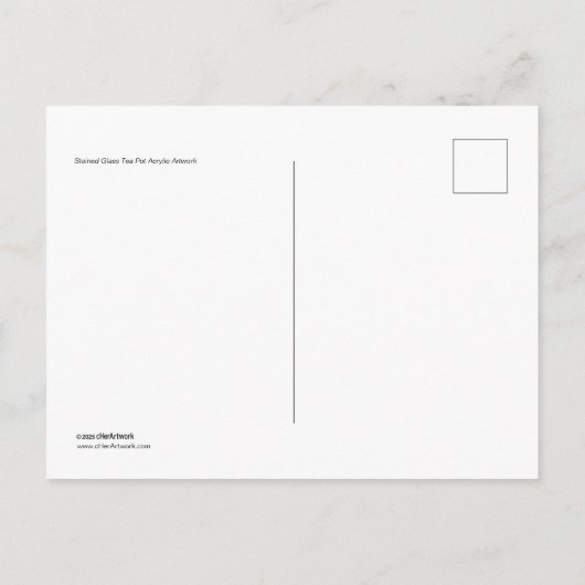 Stained Glass Tea Pot Acrylic Artwork ポストカード (裏面)