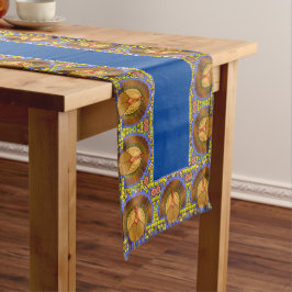 Stained Glass Thanksgiving Turkey  16" x 108" ロングテーブルランナー