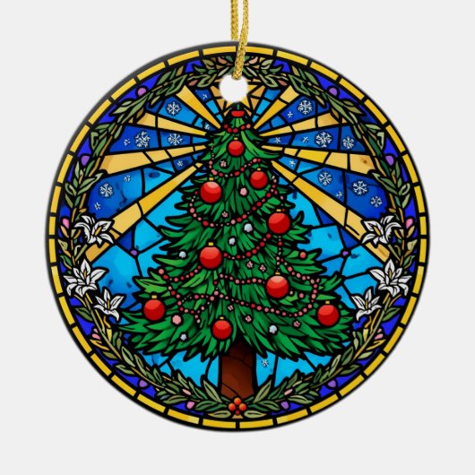 Stained Glass Tree Wreath セラミックオーナメント (正面)