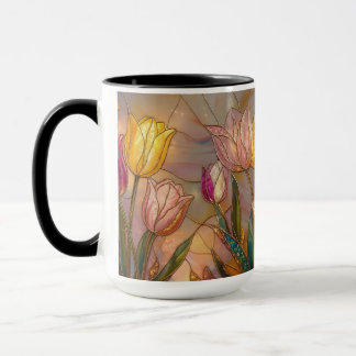 Stained Glass Tulip Mug: Floral Art マグカップ