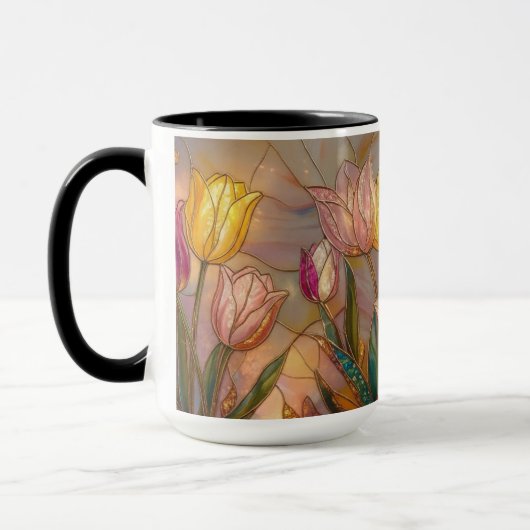 Stained Glass Tulip Mug: Floral Art マグカップ (左)