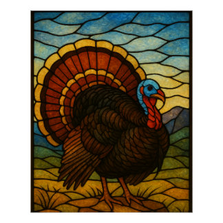 Stained Glass Turkey Poster ポスター