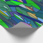Stained Glass UFO Alien Pattern Wrapping Paper ラッピングペーパー (角)